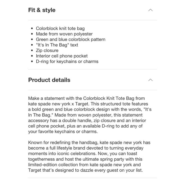 NWT Colorblock Knit Tote Bag - kate spade new york x Target Green/Blue - Picture 7 of 10